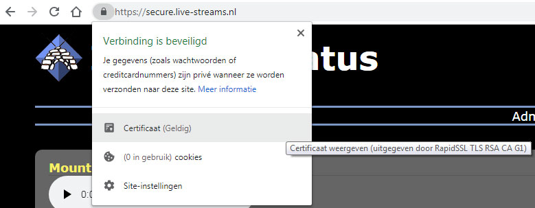 Nieuw Certificaat SSL voor Icecast streams 19-03-2019 vanaf 23 uur