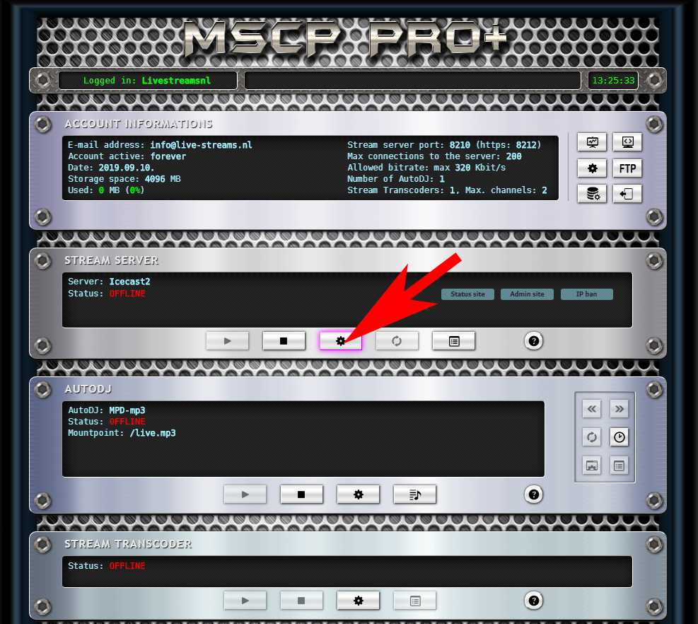 MSCP pro panel streaming config 
