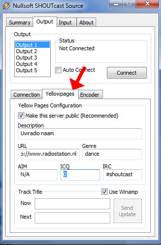 SHOUTcast server instellingen streamen